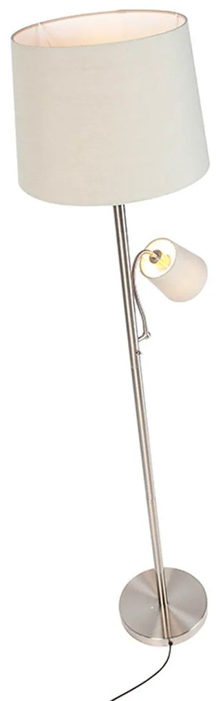 Inteligentná stojaca lampa oceľ s sivým tienidlom vrátane Wifi A60 a E14 - Retro