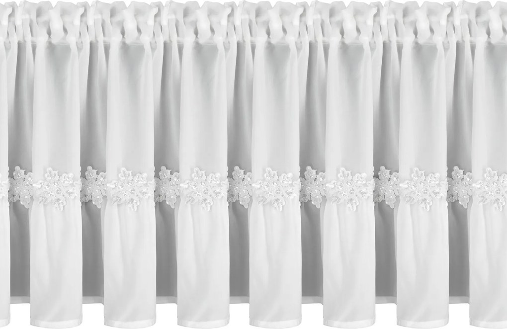 KRÁTKA VIANOČNÁ ZÁCLONA NA PÁSKE FLAKE 150X40 CM BIELA