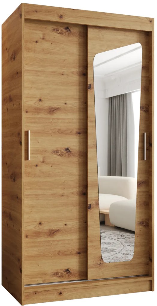 Šatníková skriňa 100 cm Mokka (dub artisan). Akcia -21%. Vlastná spoľahlivá doprava až k Vám domov. 1126019