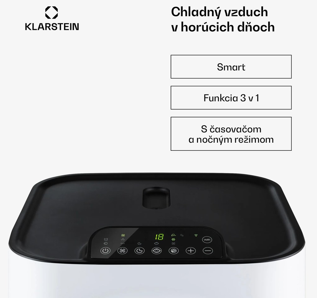 Klarstein Kraftwerk Eco Smart 11, mobilná klimatizácia 3 v 1, 11 500 BTU, diaľkové ovládanie, ovládanie pomocou aplikácie