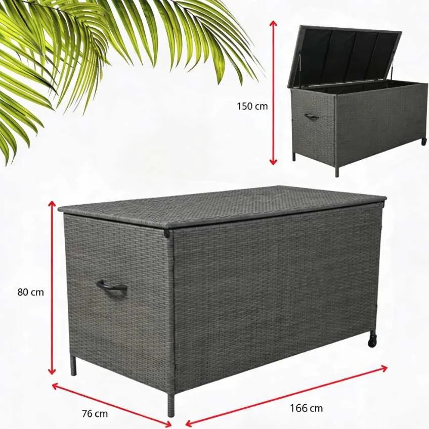 Sivý záhradný úložný box z technoratanu S