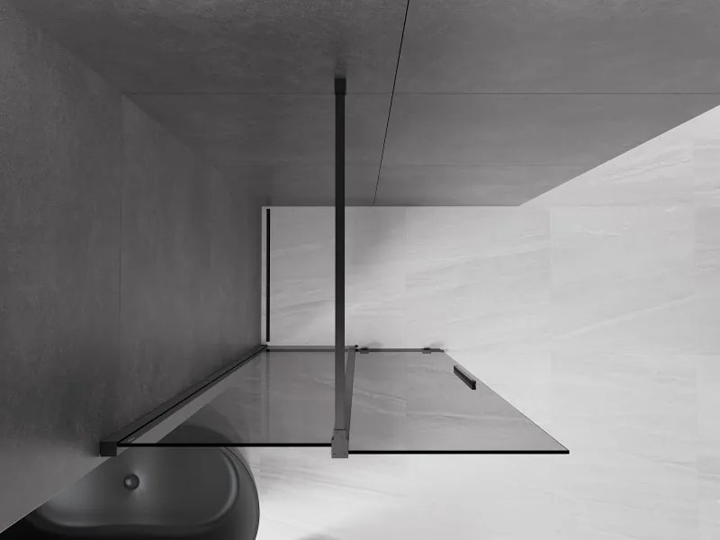 Mexen Velar, sprchová zástena s posuvnými dverami Walk-in 80 x 200 cm, 8mm šedé sklo, čierna matná, 871-080-000-43-70