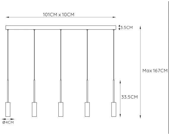 Lucide 24401/35/30 - LED Luster na lanku TUBULE 5xLED/7W/30V