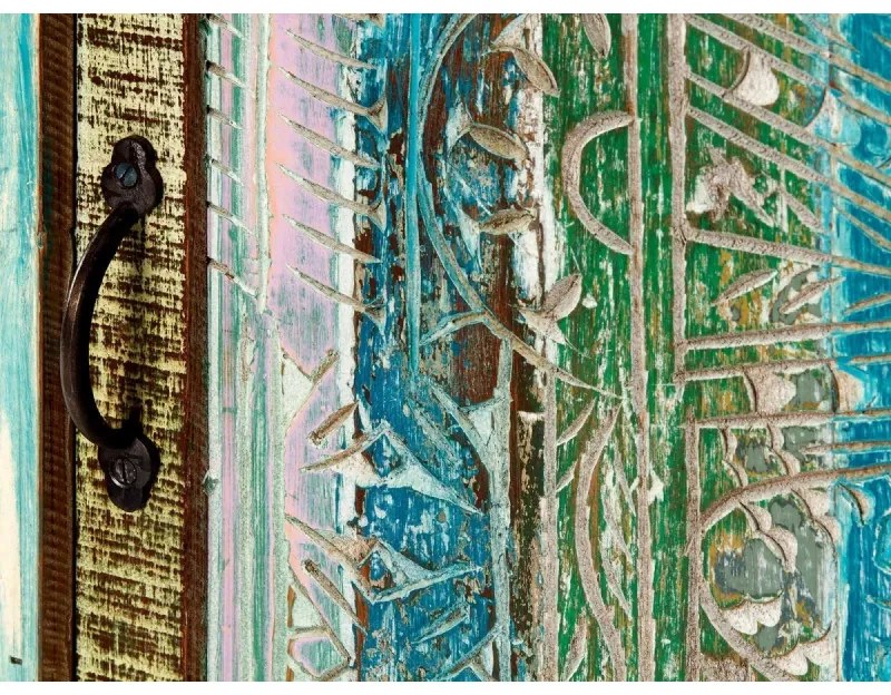 furniture-nabytek.cz - Masívna kúpeľňová vysoká komoda Blue Lagoon z mangového dreva, lakovaná, farebná – 50×45×135 cm