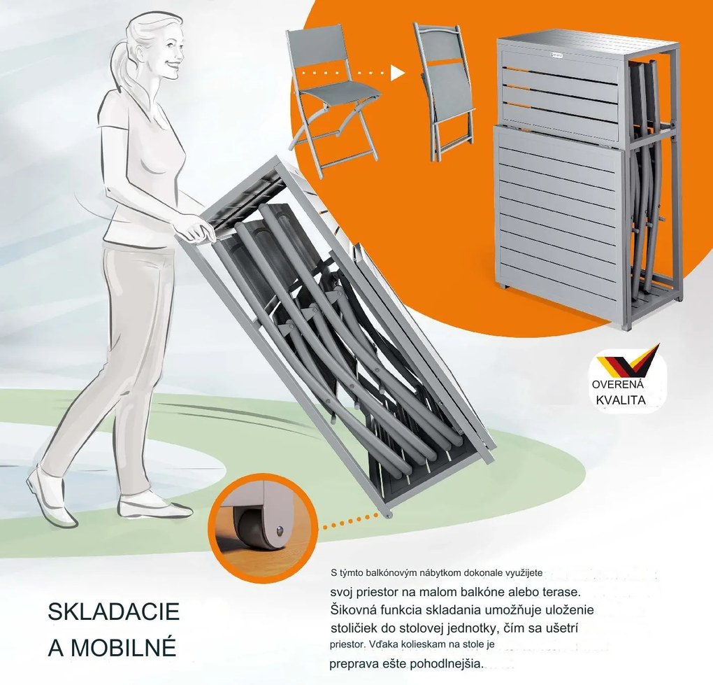 InternetovaZahrada Záhradná kovová zostava 1+3 - svetlošedá