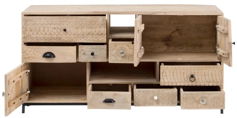 furniture-nabytek.cz - Masívna skrinka pod umývadlo Laos z mangoového dreva, lakovaná, prírodná farba – 146×50×76 cm