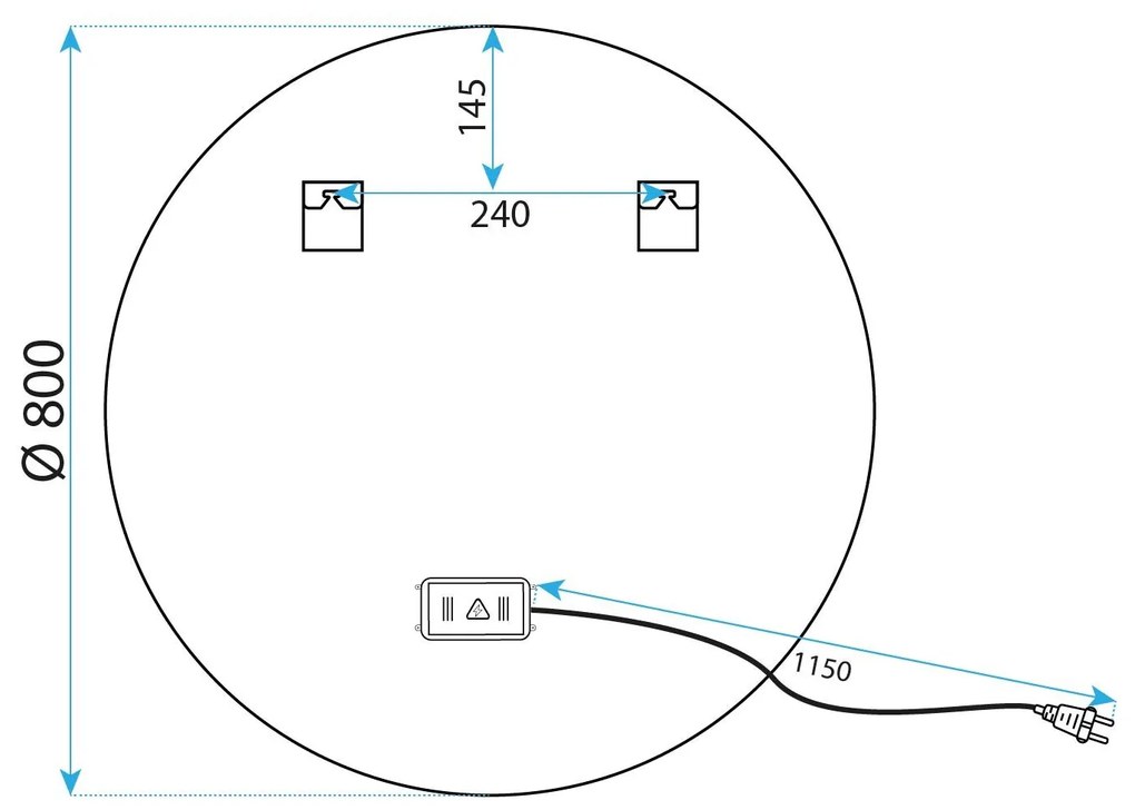 Tutumi Rea, LED zrkadlo 80cm s čiernym rámom MMJ P11397, HOM-05514