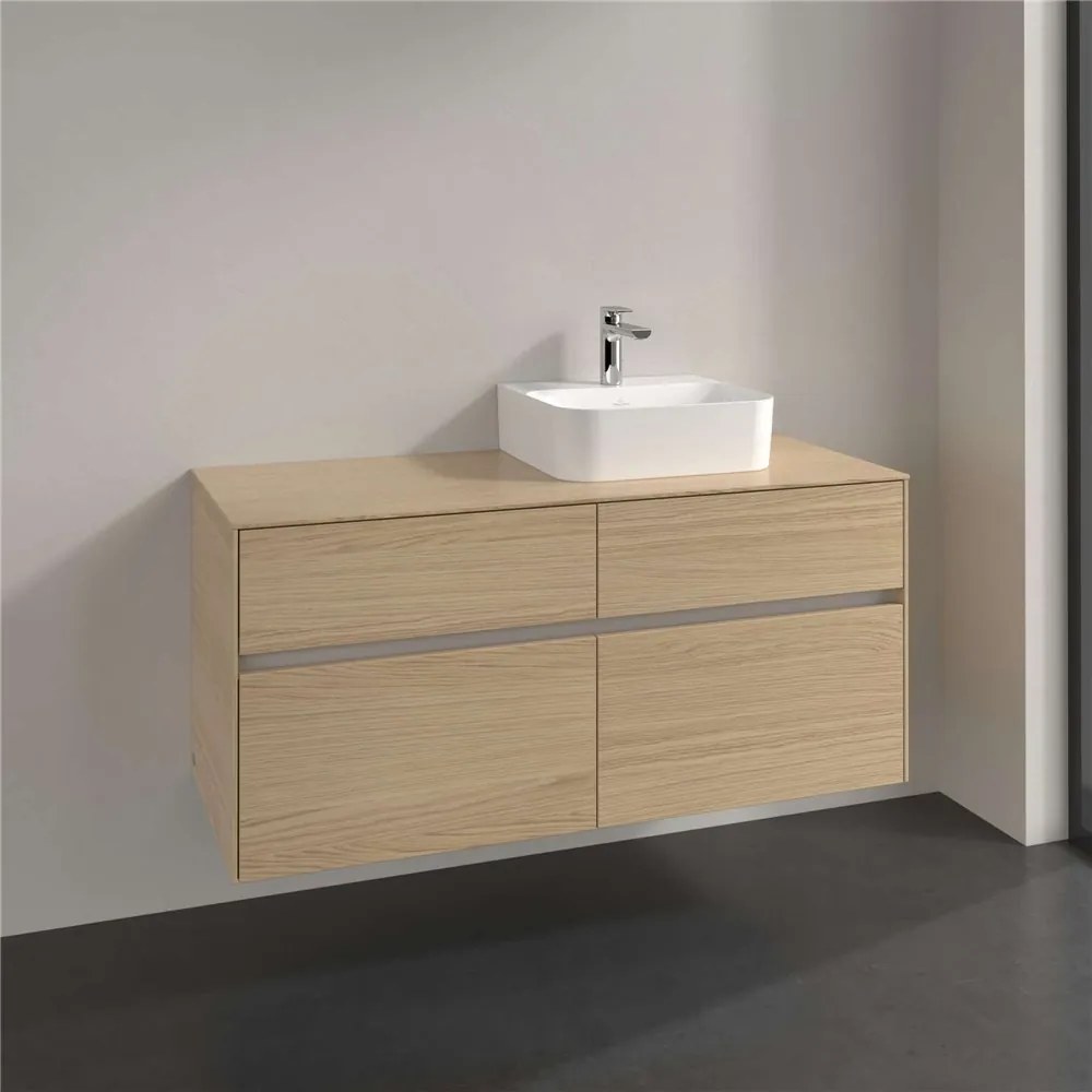 VILLEROY &amp; BOCH Collaro závesná skrinka pod umývadlo na dosku (umývadlo vpravo), 4 zásuvky, 1200 x 500 x 548 mm, Nordic Oak, C09900VJ