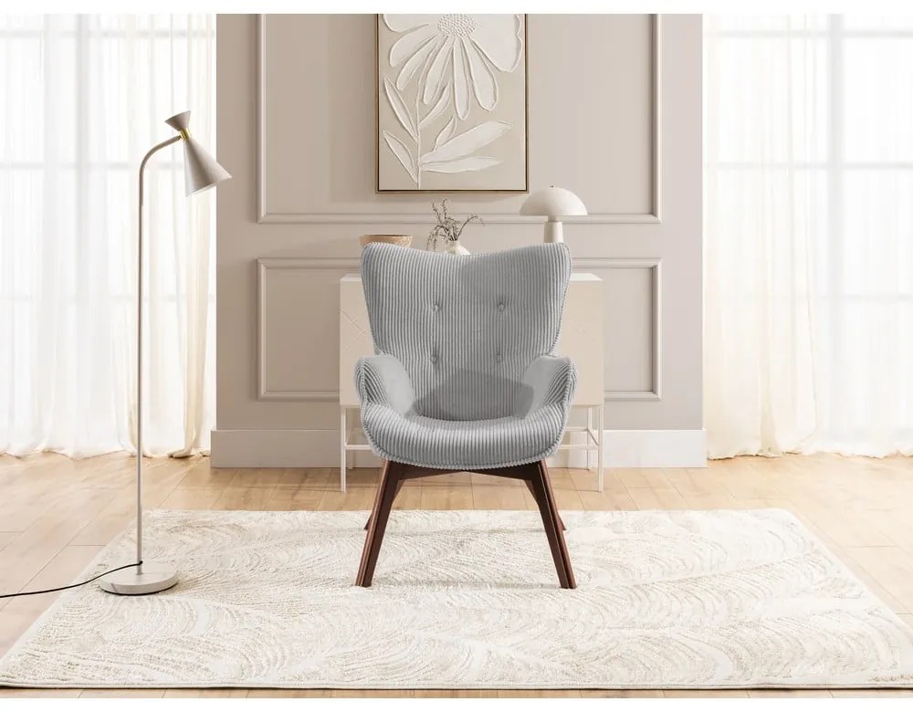 Sivé menčestrové kreslo Niko – Ropez