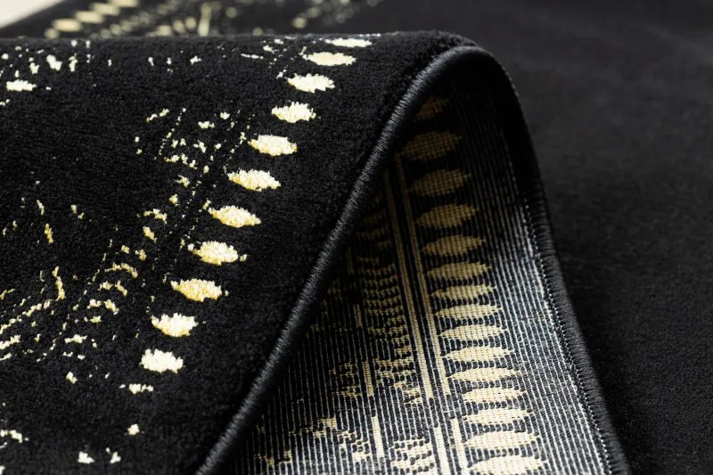 Dywany Łuszczów, Koberec behúň Gloss 408C 86 geometric black/gold, 80x300, čierna, obývacia izba