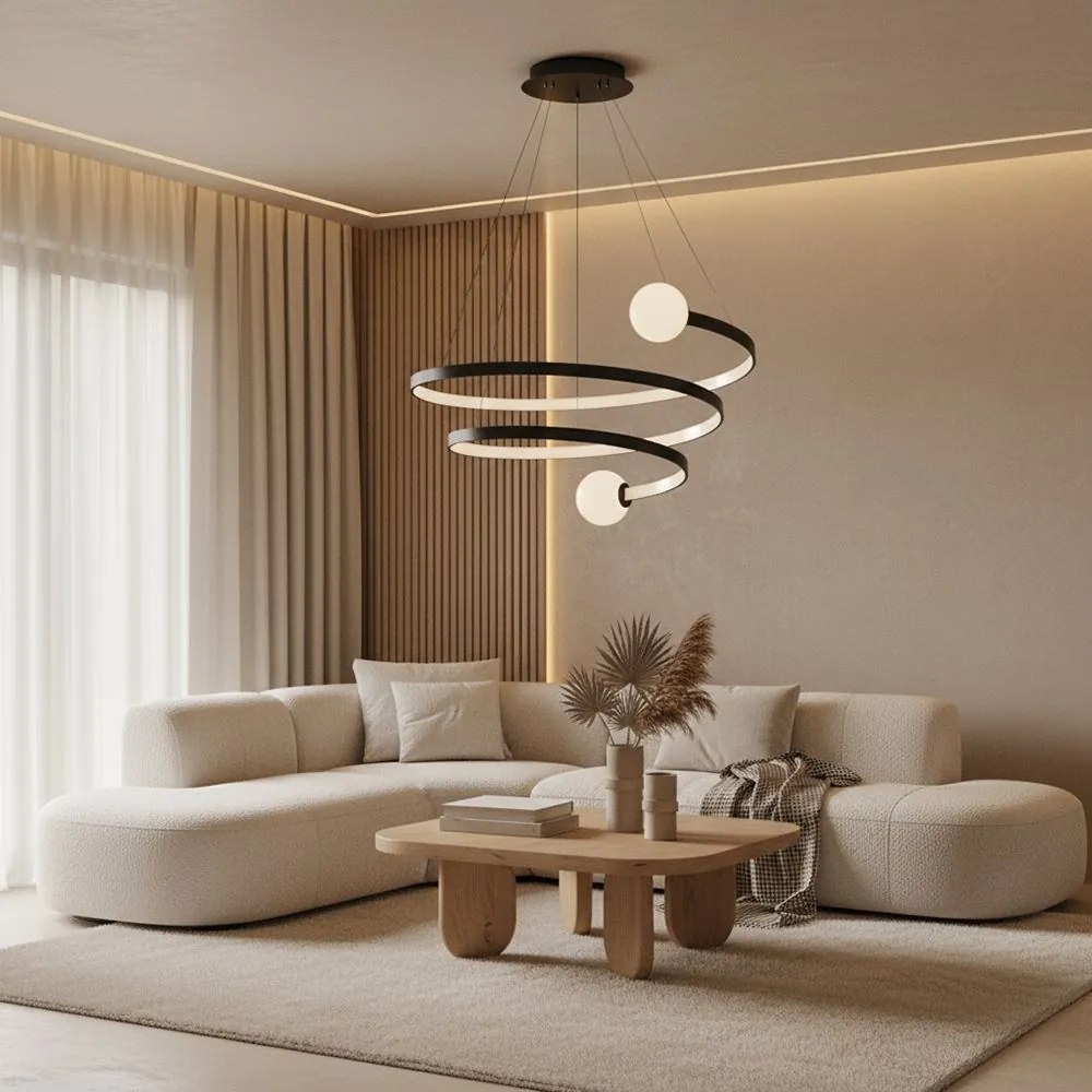 Toolight Toolight, LED závesné svietidlo, 60W, 3000K, LHJ029-CP, čierna, OSW-50047