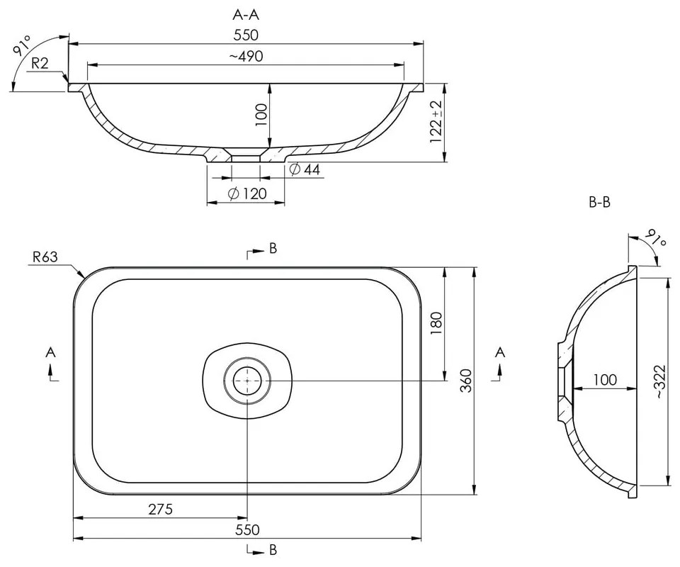 Biele umývadlo z liateho mramoru 55x36 cm Japura – Sapho