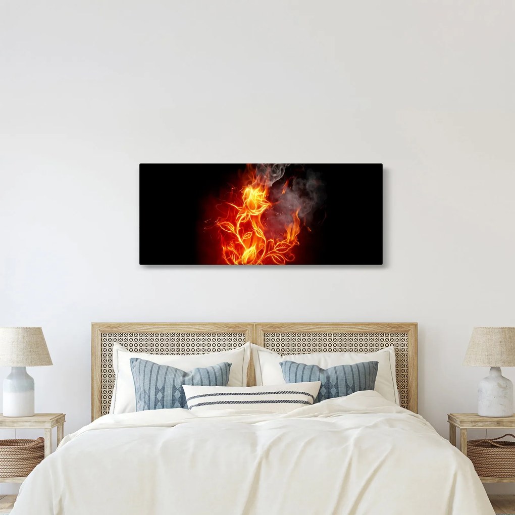 Obraz - Ruže v ohni (120x50 cm)