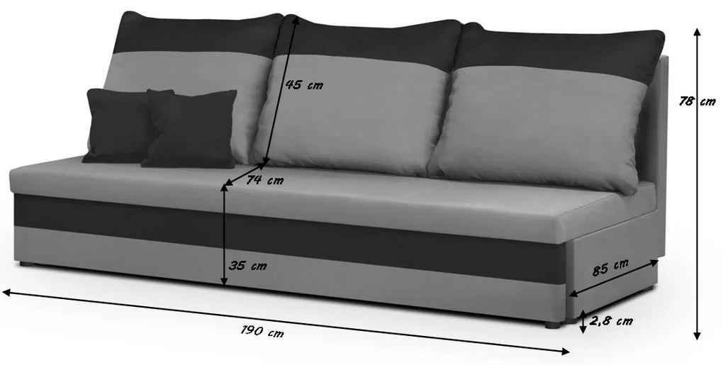 Pohovka pre 3 osoby s funkciou spania GUSTO Svetlo hnedá/biela