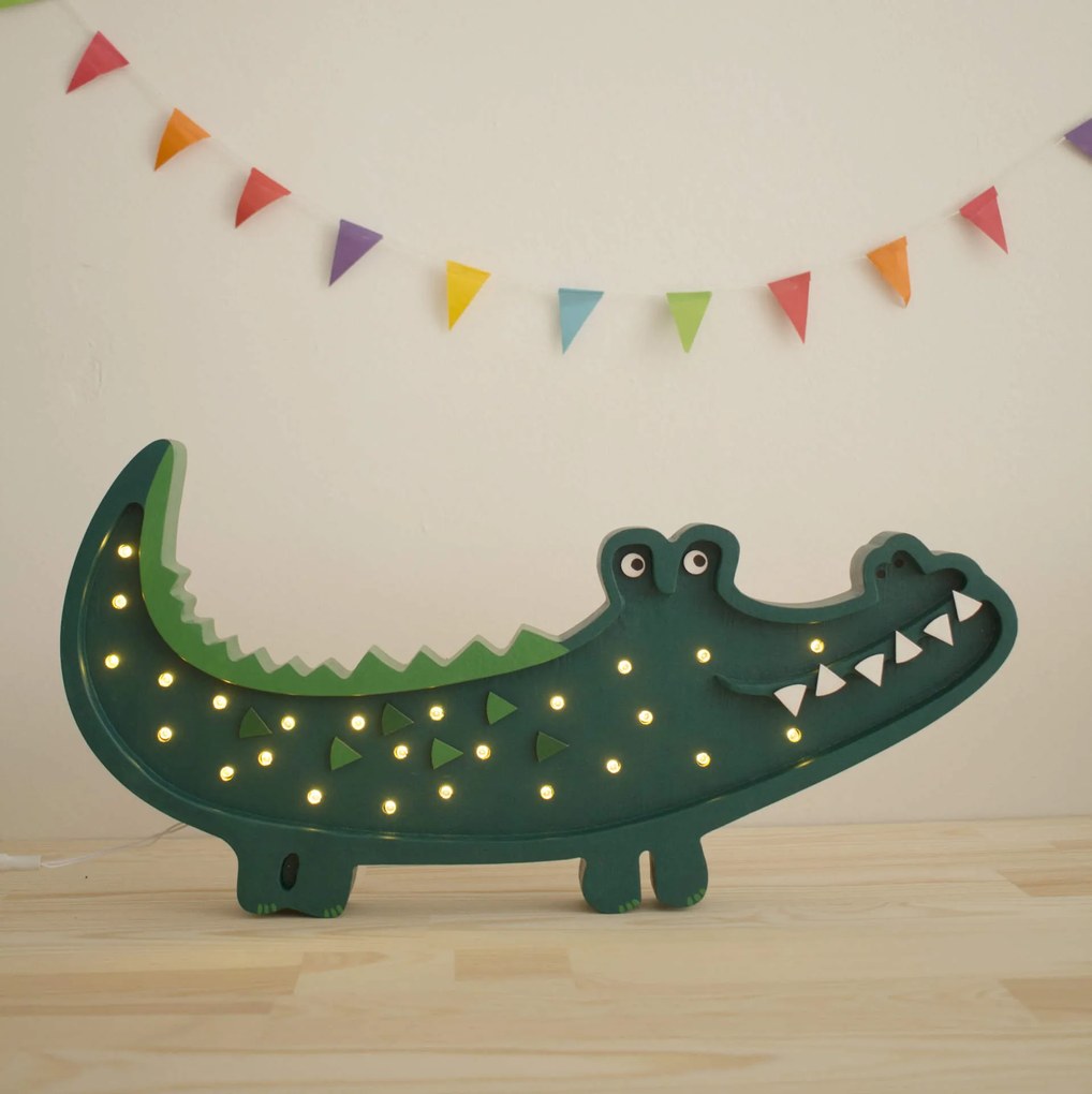 Little Lights Detská LED lampička Crocodile Green