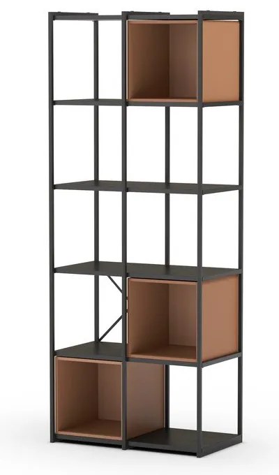 Knižnica v čierno-tehlovej farbe 71x179 cm Anya – Marckeric