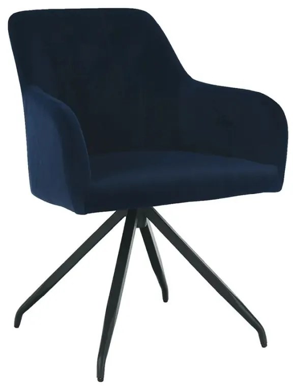 Moderná a pohodlná otočná stolička, modrá Velvet látka