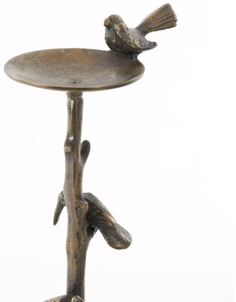 Bronzový antik kovový svietnik s vtáčikmi Bird antique - 17*11*34 cm
