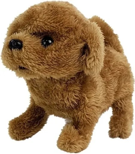 LEAN Toys Interaktívny psík na batérie hnedý chodí, vrtí chvostom, zvuky