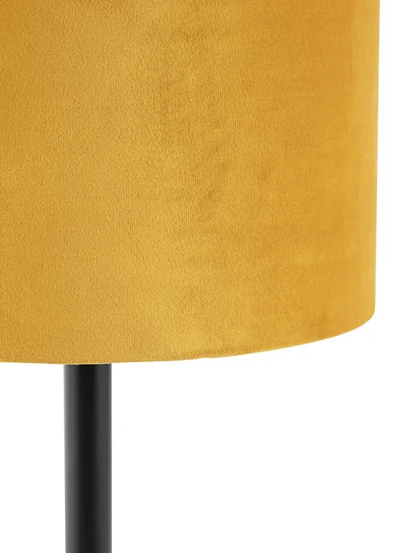 Art Deco stolná lampa čierna so žltým tienidlom 25 cm - Simplo