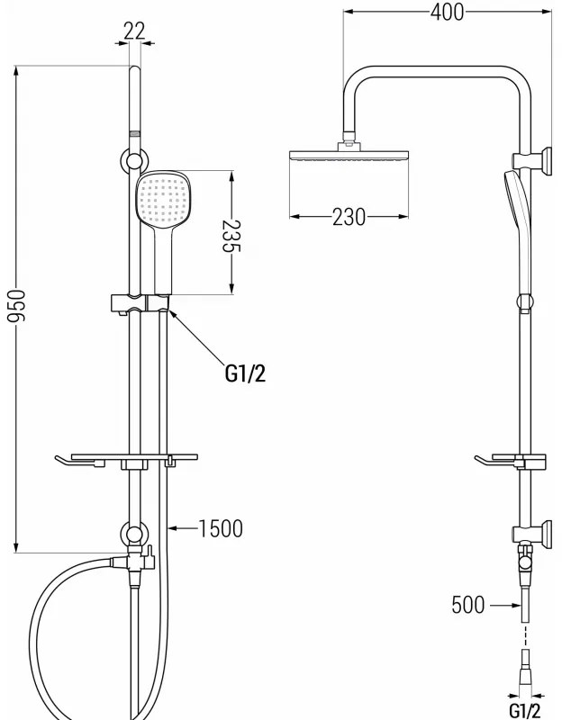 Mexen sprchový set T33 s hornou hlavicou štvorcovou, čierna, 798333393-70