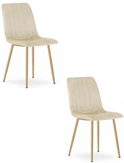 Set dvoch jedálenských stoličiek LAVA zamatové svetlobéžové / drevené nohy (2 ks)
