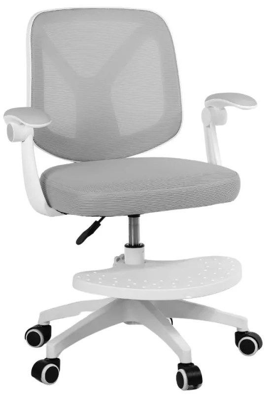 Detská otočná stolička Neoseat JUNI 010 s podnožou — látka, sivá