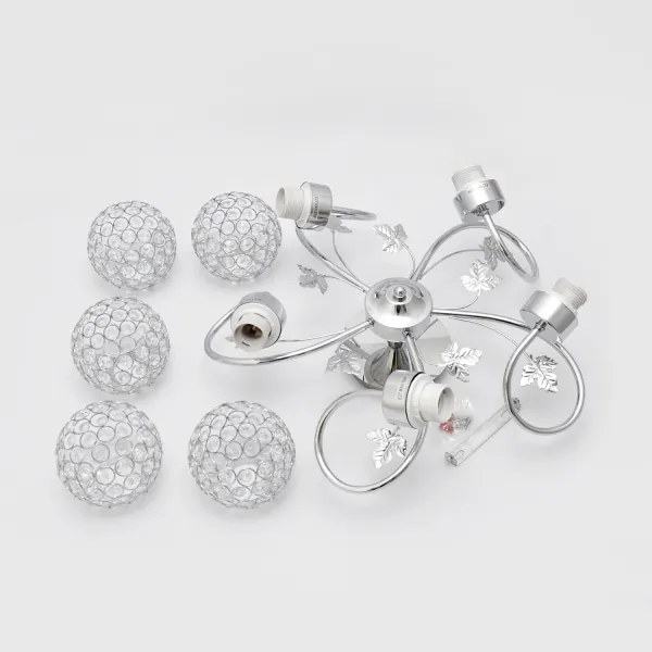 Prisadený luster SOPHIA 5xE27/15W/230V lesklý chróm/číra