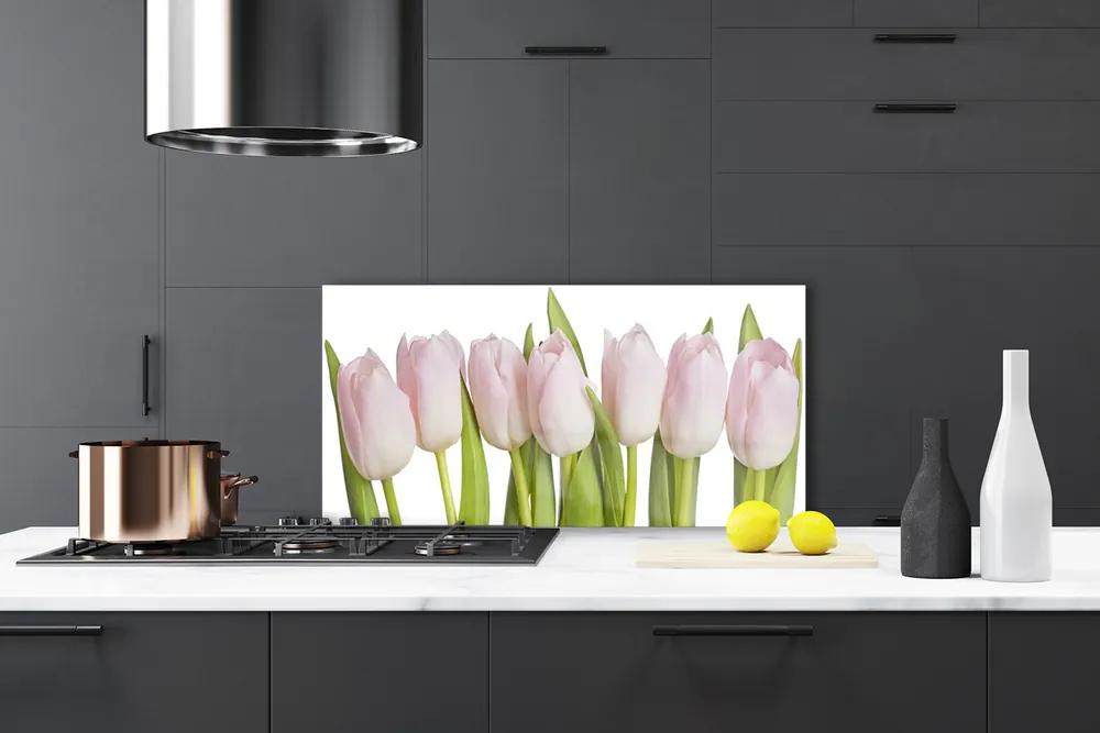 Sklenený obklad Do kuchyne Tulipány kvety rastlina 125x50 cm