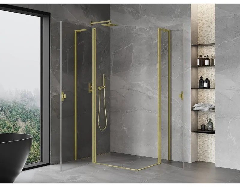 Mexen Mist L Duo, 2-krídlový sprchový kút 120 x 105 cm, číre sklo, zlatá matná, 8A4L-120-105-55-00