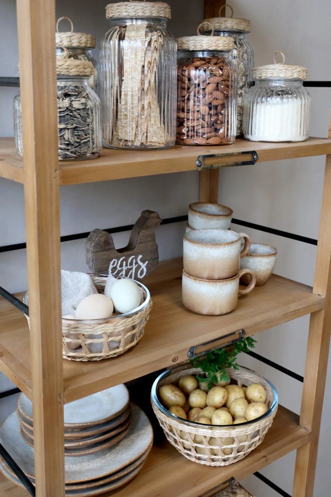 Chic Antique Sklenená dóza Wicker Lid 1,2 l
