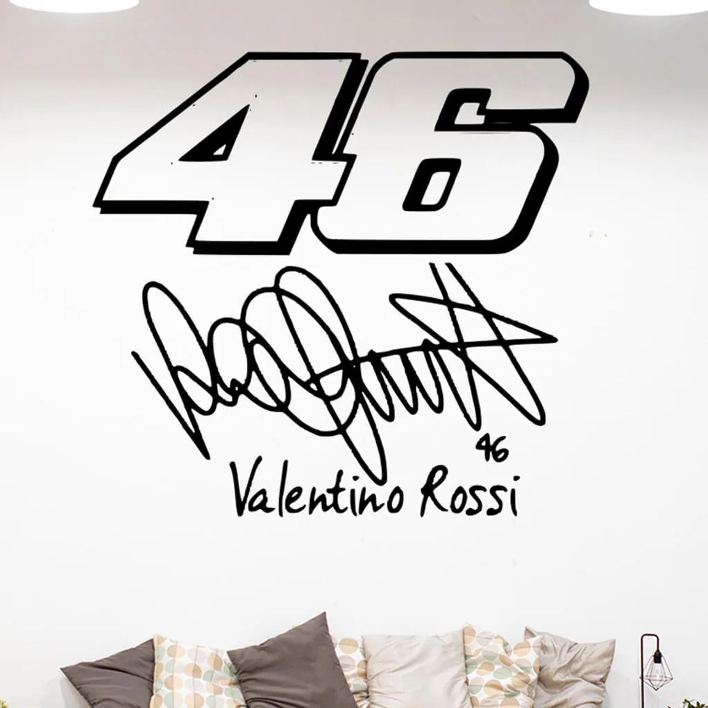 Veselá Stena Samolepka na stenu na stenu Valentino Rossi 46 Farba: černá