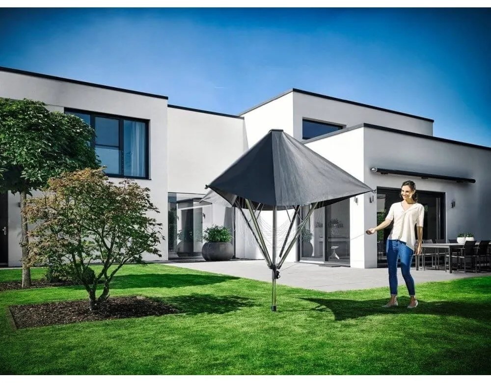 Vonkajší sušiak na bielizeň v striebornej farbe 40 m LinoProtect 400 – LEIFHEIT