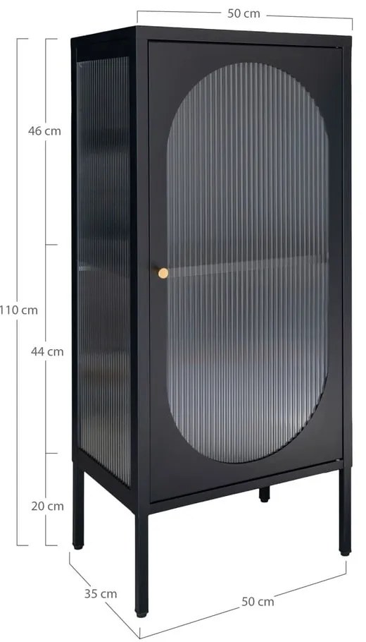 Čierna kovová vitrína 50x110 cm Adelaide – House Nordic
