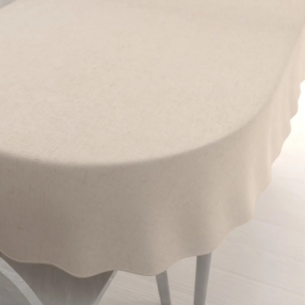 Biante Dekoračný oválny obrus PM-128 Prírodná režná 140x160 cm