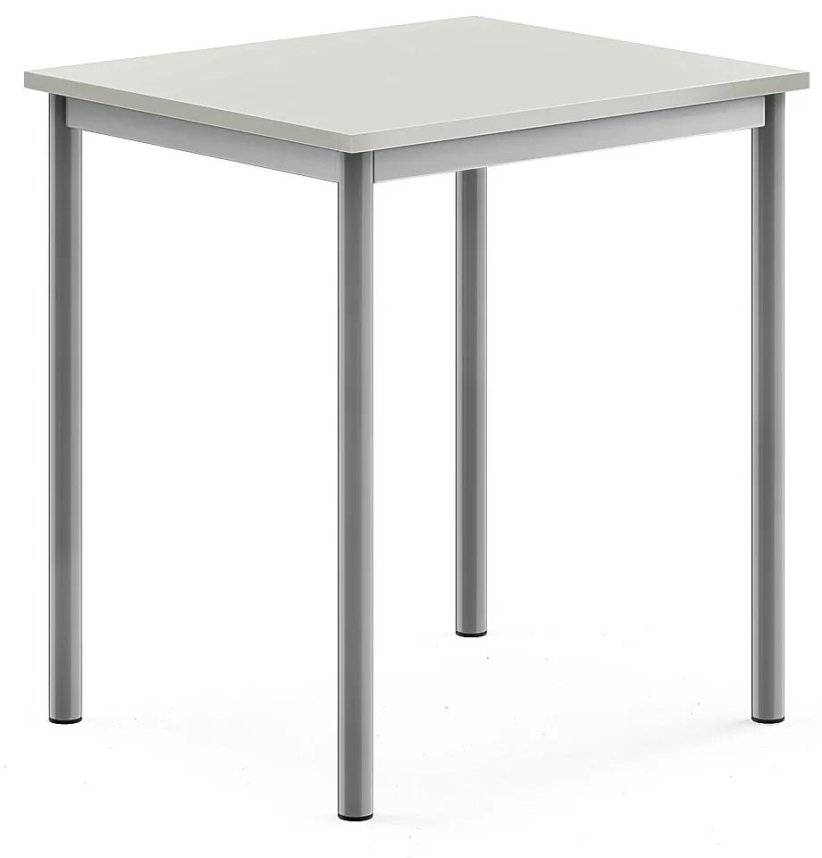Stôl SONITUS, 700x600x760 mm, HPL - šedá, strieborná
