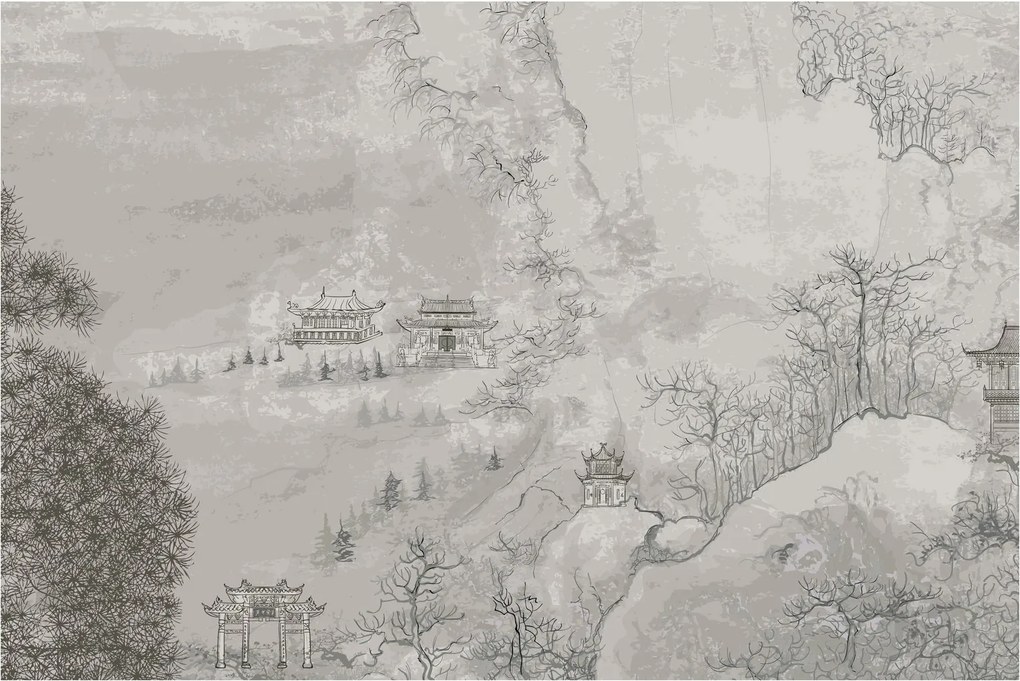 Obraz - Čínska krajina (90x60 cm)