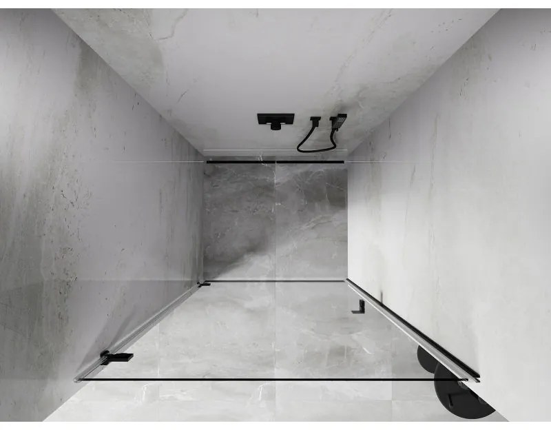 Mexen, Mexen Lunar-B výklopné sprchové dvere ľavé 85 cm, transparentné, čierne - 832-085-000-70-00-L