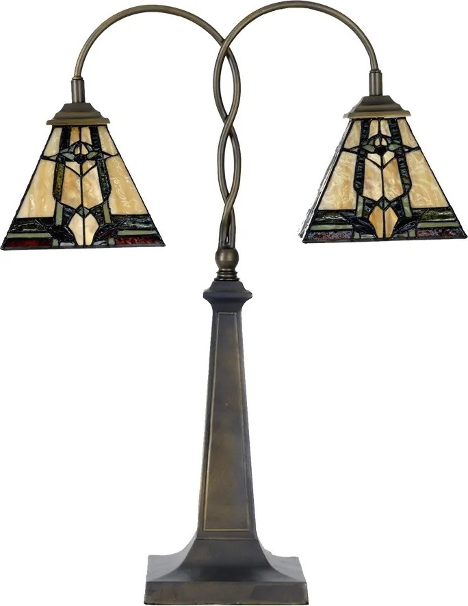 Béžovo-hnedá stolná lampa tiffany Bernadette I - 48*66 cm E27/max 2*40W
