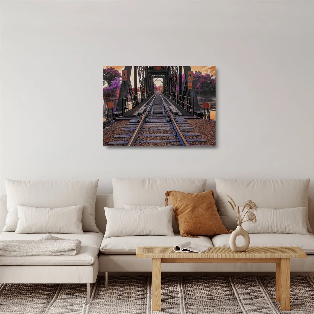 Sklenený obraz železničného mosta (70x50 cm)