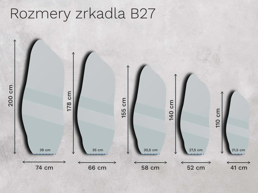 Bronzové zrkadlo Base B27 74×200