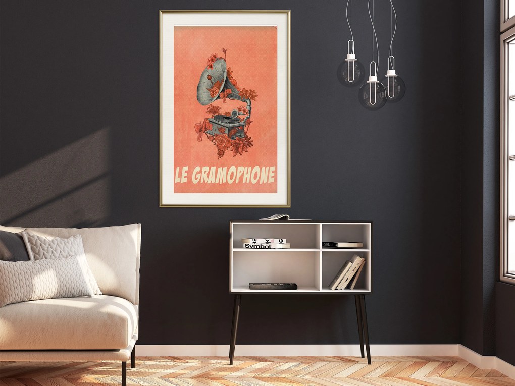 Artgeist Plagát - Gramophone [Poster] Veľkosť: 20x30, Verzia: Čierny rám s passe-partout