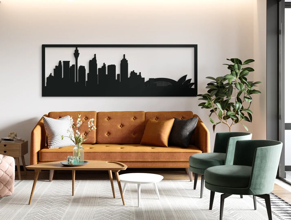 drevko Obraz Sydney panoráma Rozmer obrazu: 29,5 x 89 cm, Farba dekorácie: Čierna