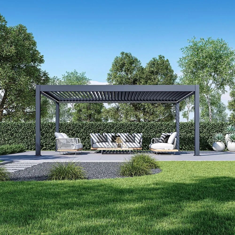 Luxusná ELEKTRICKÁ bioklimatická pergola PRESTIGE 6x4 m, hliník - voľne stojaca