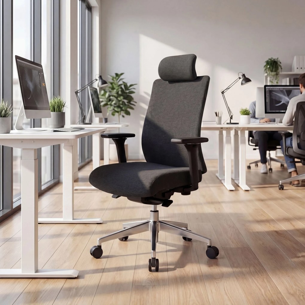 Ergonomická otočná kancelárska stolička, čierna: VECTOR