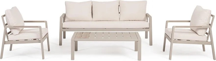 Béžová hliníková záhradná lounge súprava pre 5 Elna – Bizzotto