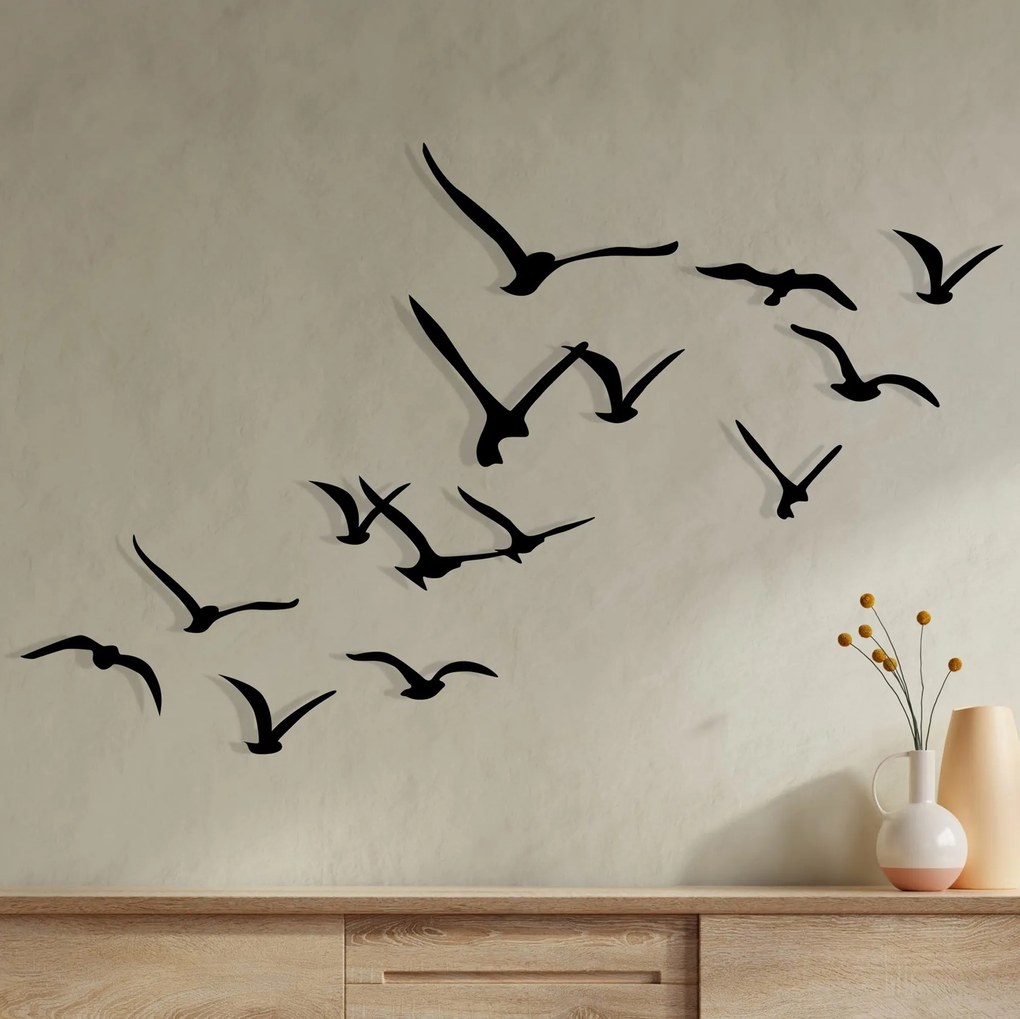 Nástenná kovová dekorácia Migrácia čierna