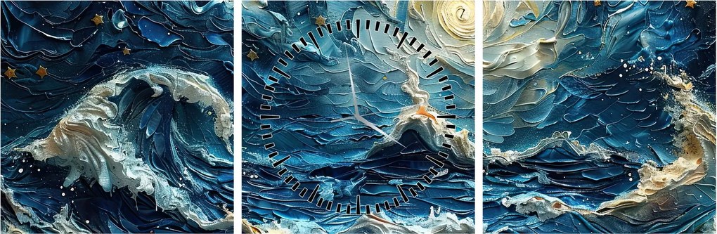 Obraz - Maľba oblohy a mora (s hodinami) (90x30 cm)