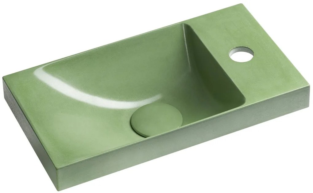 Sapho Sapho, AGOS betónové umývadlo 40x22cm, ľavé/pravé, zelená lesklá, AS40023