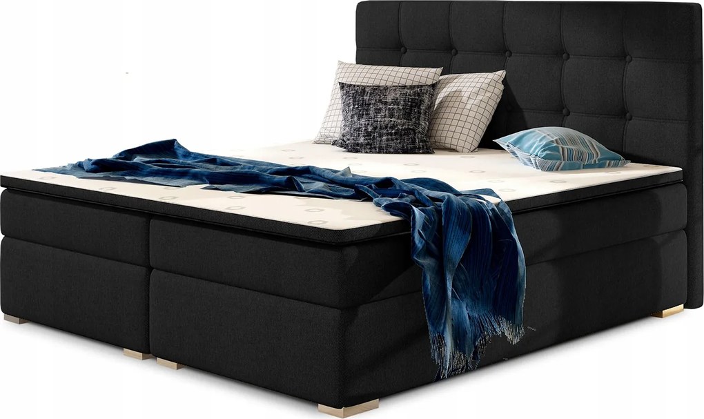Manželská posteľ Boxspring 180 cm Irma 01 (čierna)